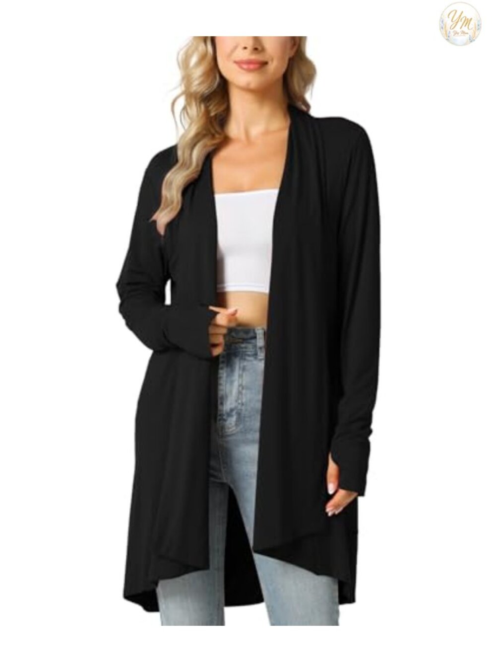 LazyCozy Women's Draped Open Front Cardigan, Lightweight Jersey with
